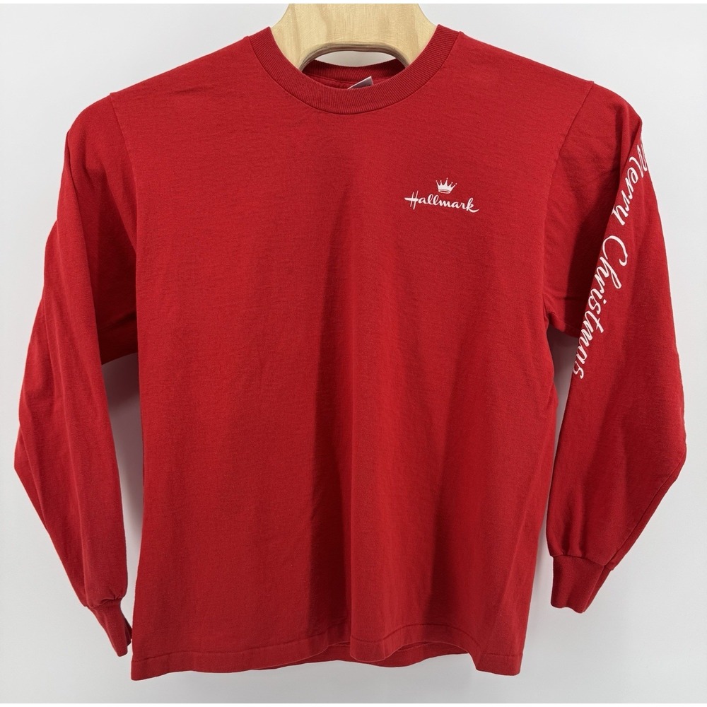 Vintage 90s Hallmark Merry Christmas Long Sleeve T-Shirt Size XL Made in USA